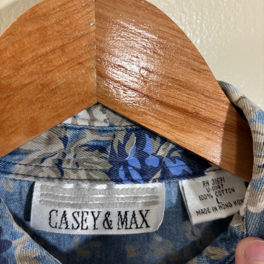 Casey & Max 90s Women’s Floral Denim Button Down Shirt Size L - Picture 3 of 4